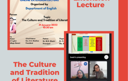 Online Extension Lecture on ‘The Culture and Tradition of Literature’