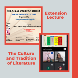 Online Extension Lecture on ‘The Culture and Tradition of Literature’